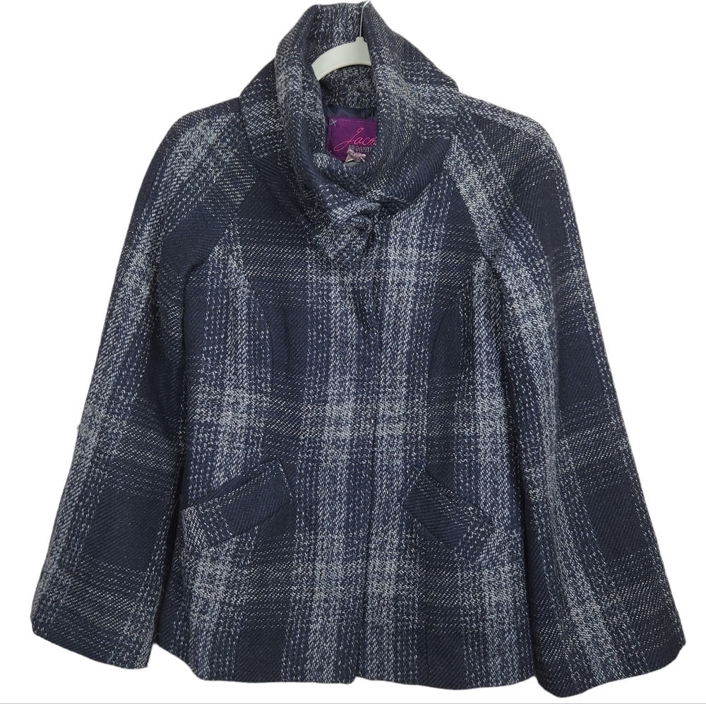 Jack by BB Dakota High Collar Wool Blend Plaid Coat Jacket Women's Size Small